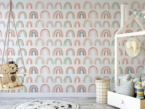 Wallpaper Boho Rainbow Pattern Wallpaper/ Removable Wallpaper/ Peel and Stick Wallpaper/ Unpasted Wallpaper/ Pre-Pasted Wallpaper WW20100