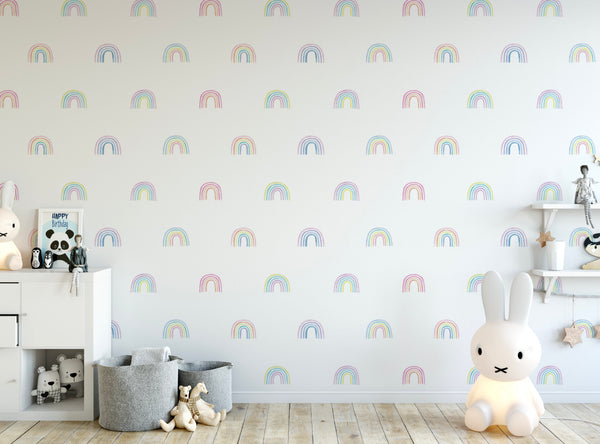 Peel and Stick Wallpaper Rainbow Watercolor/ Pastel Watercolor Rainbow Pattern Wallpaper/ Removable Wallpaper/ Unpasted/ Pre-Pasted WW2080