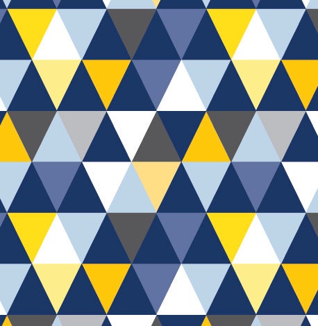 Peel and Stick Wallpaper Blue & Yellow Modern Triangles Wallpaper/ Removable Wallpaper/ Unpasted Wallpaper/ Pre-Pasted Wallpaper WW2094