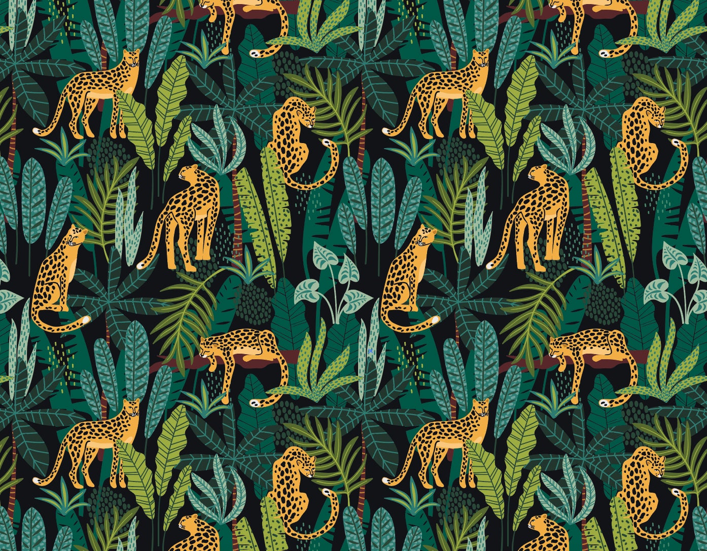 Cheetah Jungle Removable Wallpaper/ Leopard Safari Peel and Stick Wallpaper/ Unpasted Wallpaper/ Pre-Pasted Wallpaper WW2144