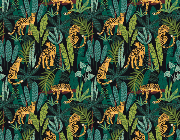 Cheetah Jungle Removable Wallpaper/ Leopard Safari Peel and Stick Wallpaper/ Unpasted Wallpaper/ Pre-Pasted Wallpaper WW2144