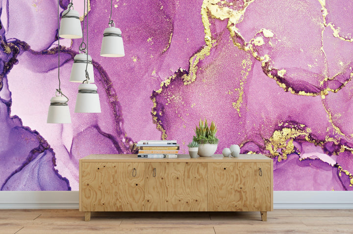 Peel and Stick Wallpaper Purple/ Purple Watercolor Abstract Mural Wallpaper/ Removable Wallpaper/ Unpasted/ Pre-Pasted Wallpaper WW2160