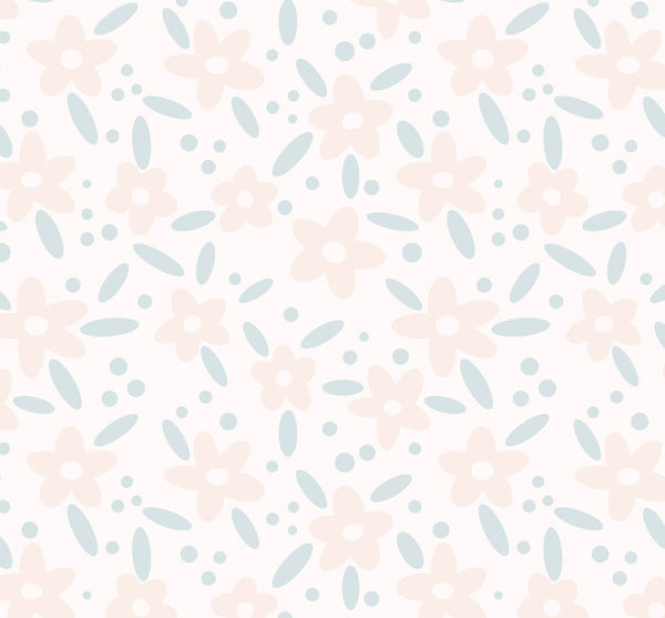 Peel and Stick Wallpaper Floral/ Pink and Sage Daisy Wallpaper/ Removable Wallpaper/ Unpasted Wallpaper/ Pre-Pasted Wallpaper WW2255