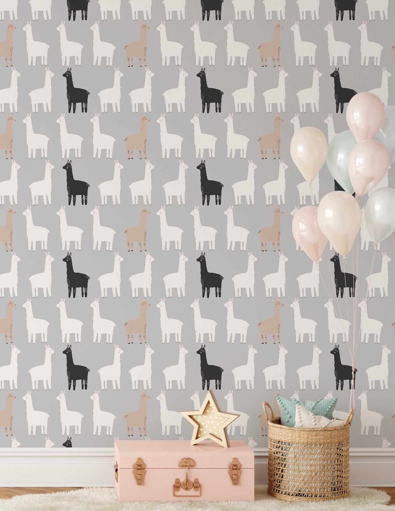 Alpaca Wallpaper // Removable Wallpaper // Peel and Stick Wallpaper // Unpasted Wallpaper // Pre-Pasted Wallpaper WW1924