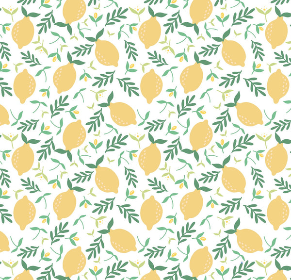 Lovely Lemon Wallpaper // Removable Wallpaper// Peel and Stick Wallpaper// Unpasted Wallpaper // Pre-Pasted Wallpaper WW1807