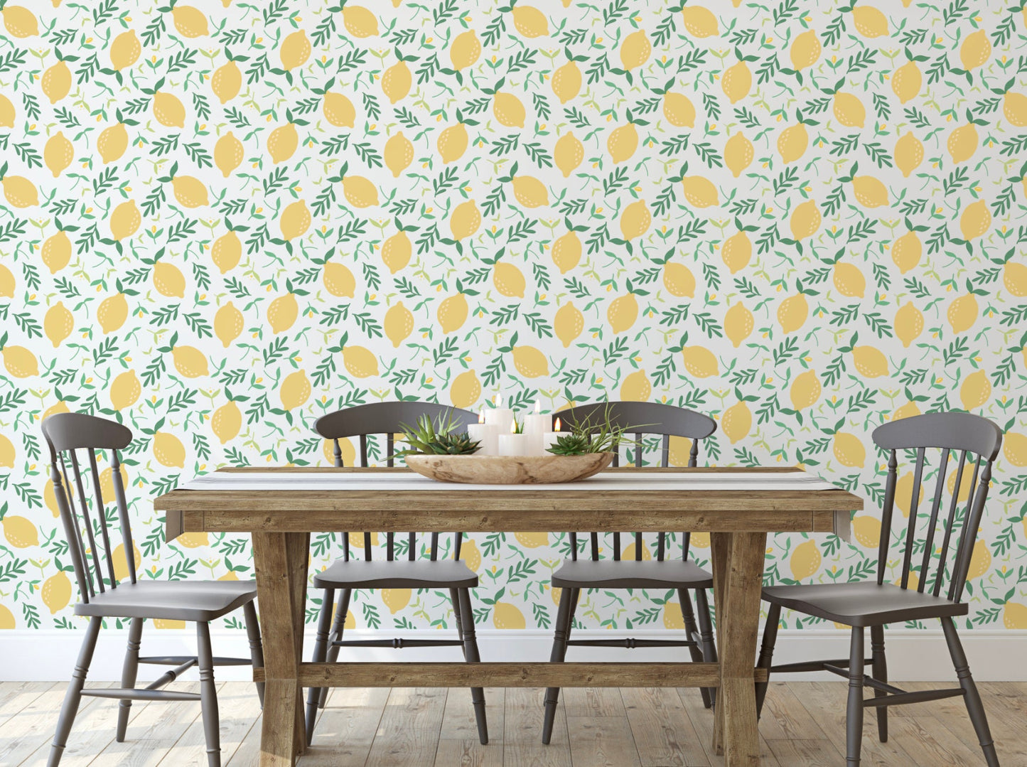 Lovely Lemon Wallpaper // Removable Wallpaper// Peel and Stick Wallpaper// Unpasted Wallpaper // Pre-Pasted Wallpaper WW1807