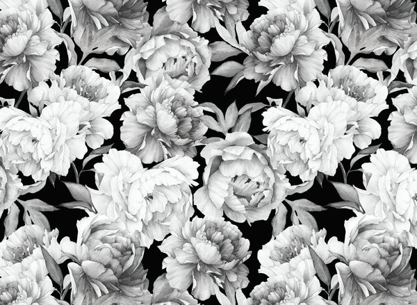 Peel and Stick Wallpaper Floral/ Black Peony Wallpaper/ Removable Wallpaper/ Unpasted Wallpaper/ Pre-Pasted Wallpaper WW2210