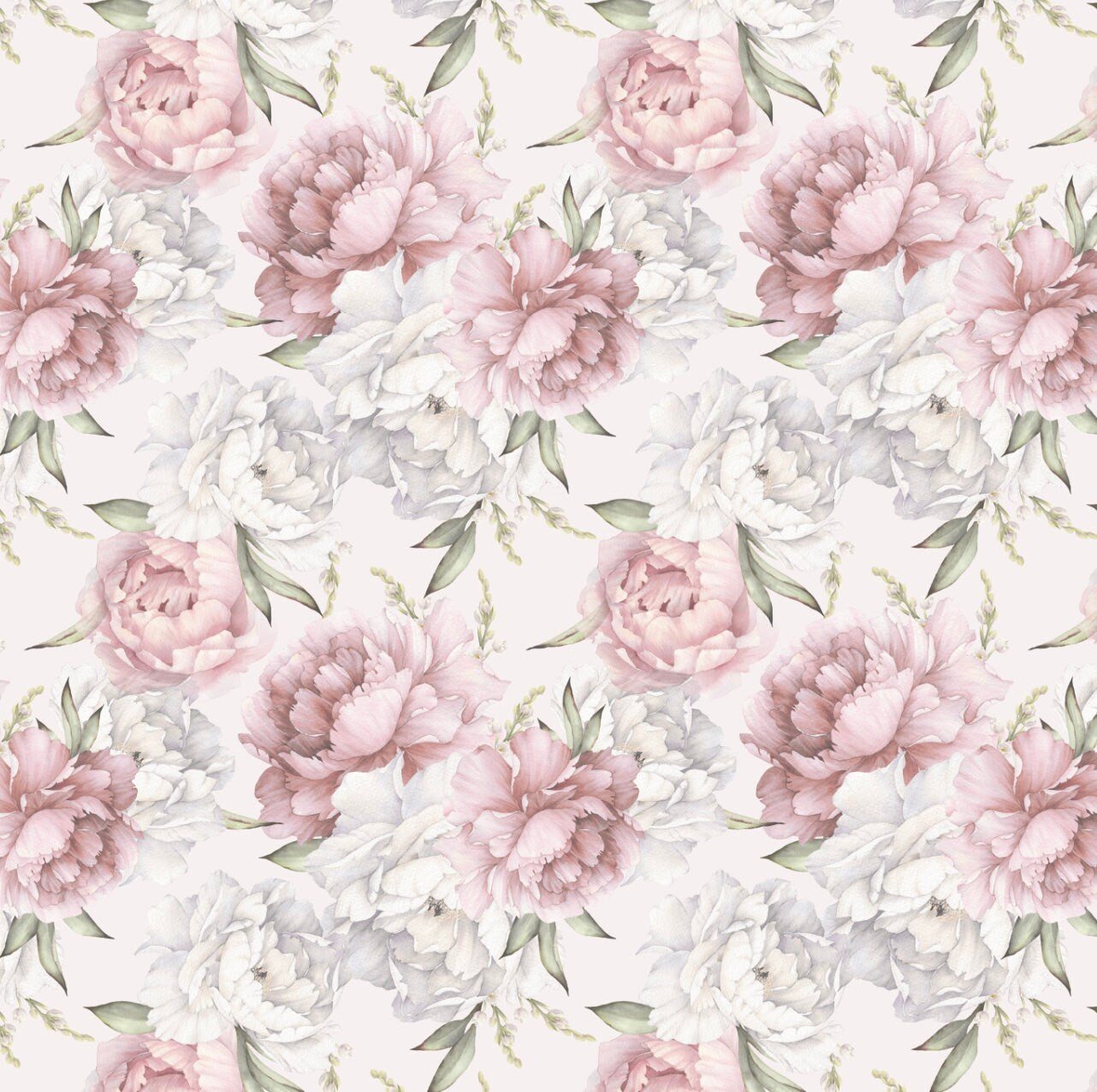 Peel and Stick Wallpaper Pink Floral/ Blushing Pink Peony Wallpaper/ Removable Wallpaper/ Unpasted Wallpaper/ Pre-Pasted Wallpaper WW2217