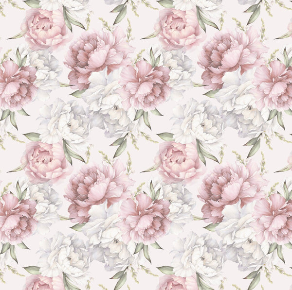 Peel and Stick Wallpaper Pink Floral/ Blushing Pink Peony Wallpaper/ Removable Wallpaper/ Unpasted Wallpaper/ Pre-Pasted Wallpaper WW2217