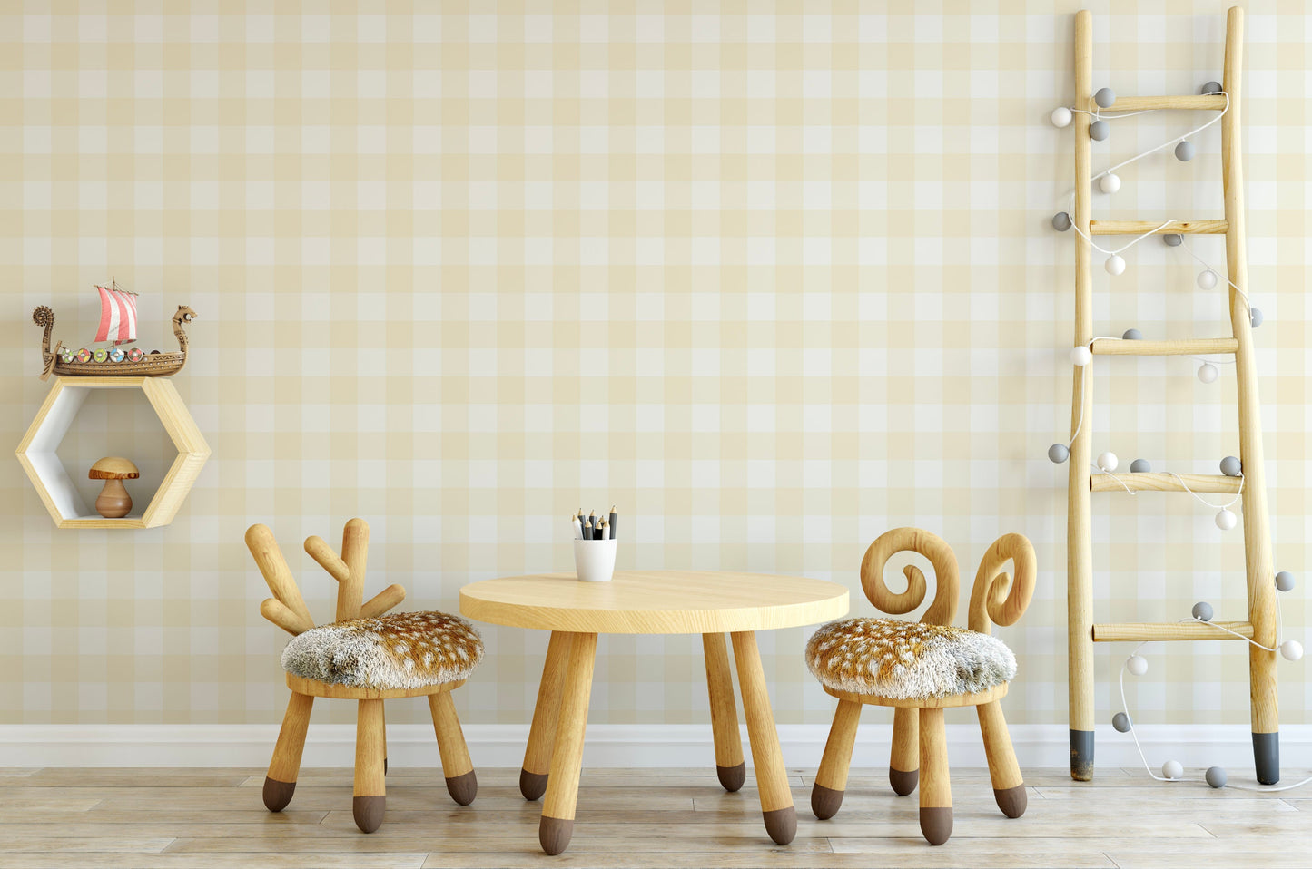 Wallpaper Plaid/ Yellow Wallpaper Gingham/ Buttercup Yellow Buffalo Check Wallpaper/ Removable/ Peel and Stick/ Unpasted wallpaper WW2226