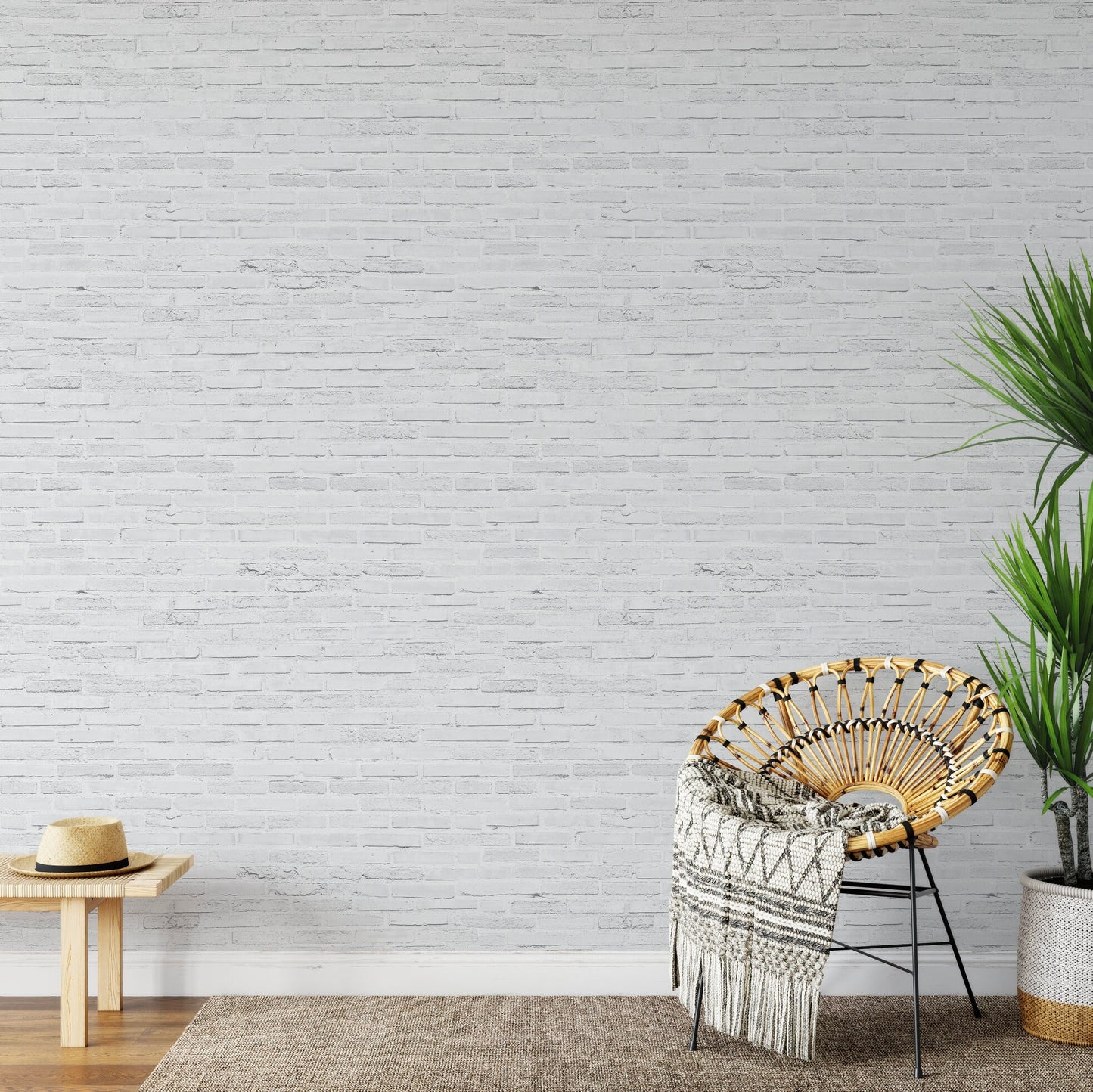 White Brick Wallpaper/ Removable Wallpaper/ Peel and Stick Wallpaper/ Unpasted Wallpaper/ Pre-Pasted Wallpaper WW2090