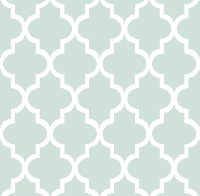 Peel and Stick Wallpaper Teal Quatrefoil/ Sea Foam Green Quatrefoil Removable Wallpaper/ Peel and Stick Wallpaper/ Unpasted Wallpaper WW1717