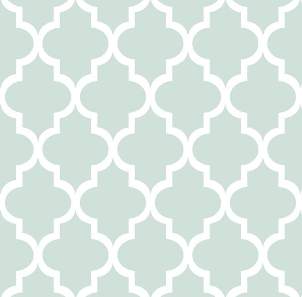 Peel and Stick Wallpaper Teal Quatrefoil/ Sea Foam Green Quatrefoil Removable Wallpaper/ Peel and Stick Wallpaper/ Unpasted Wallpaper WW1717