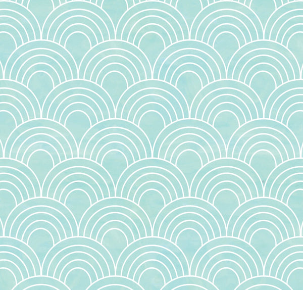 Peel and Stick Wallpaper Deco/ Teal Watercolor Arches Wallpaper/ Removable Wallpaper/ Unpasted Wallpaper/ Pre-Pasted Wallpaper WW2245