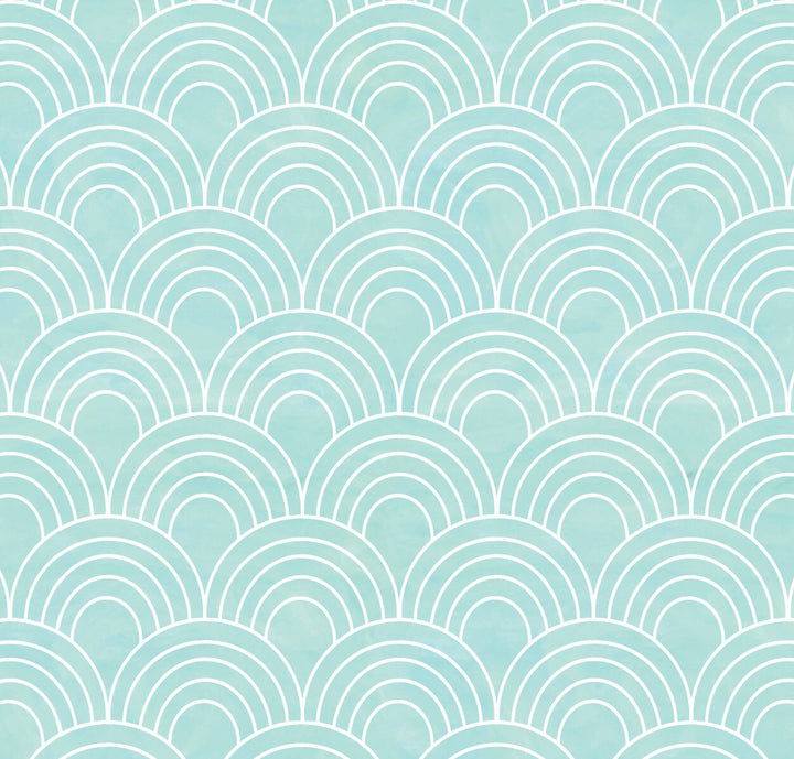 Peel and Stick Wallpaper Deco/ Teal Watercolor Arches Wallpaper/ Removable Wallpaper/ Unpasted Wallpaper/ Pre-Pasted Wallpaper WW2245