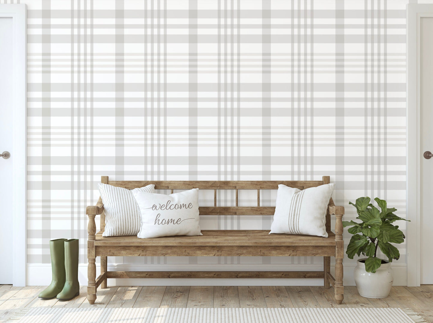 Wallpaper Plaid/ Sophisticated Beige Plaid Wallpaper/ Removable/ Peel and Stick Wallpaper/ Unpasted Wallpaper/ Pre-Pasted Wallpaper WW2235