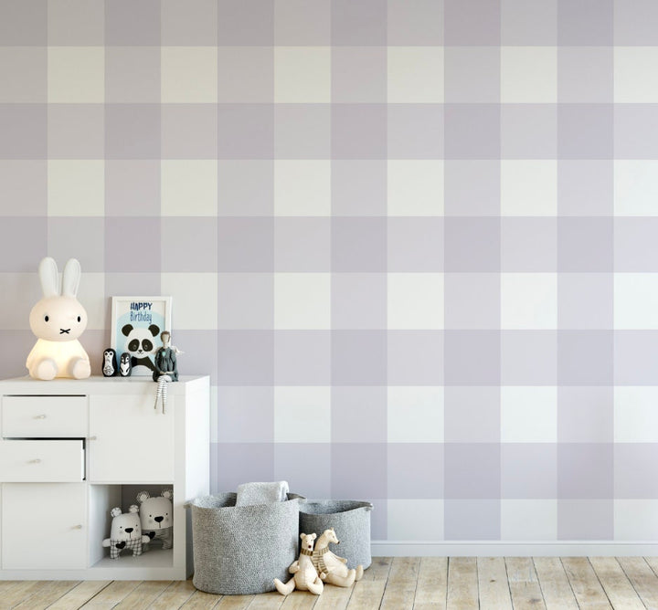 Wallpaper Plaid Purple/ Peel and Stick Wallpaper Purple/ Lilac XL Buffalo Check Wallpaper/ Removable/ Unpasted/ Pre-Pasted Wallpaper WW2250