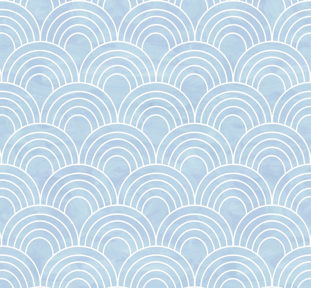 Peel and Stick Wallpaper Blue Scallops / Soft Blue Watercolor Arches Wallpaper/ Removable Wallpaper/ Unpasted Wallpaper/ Wallpaper WW2247