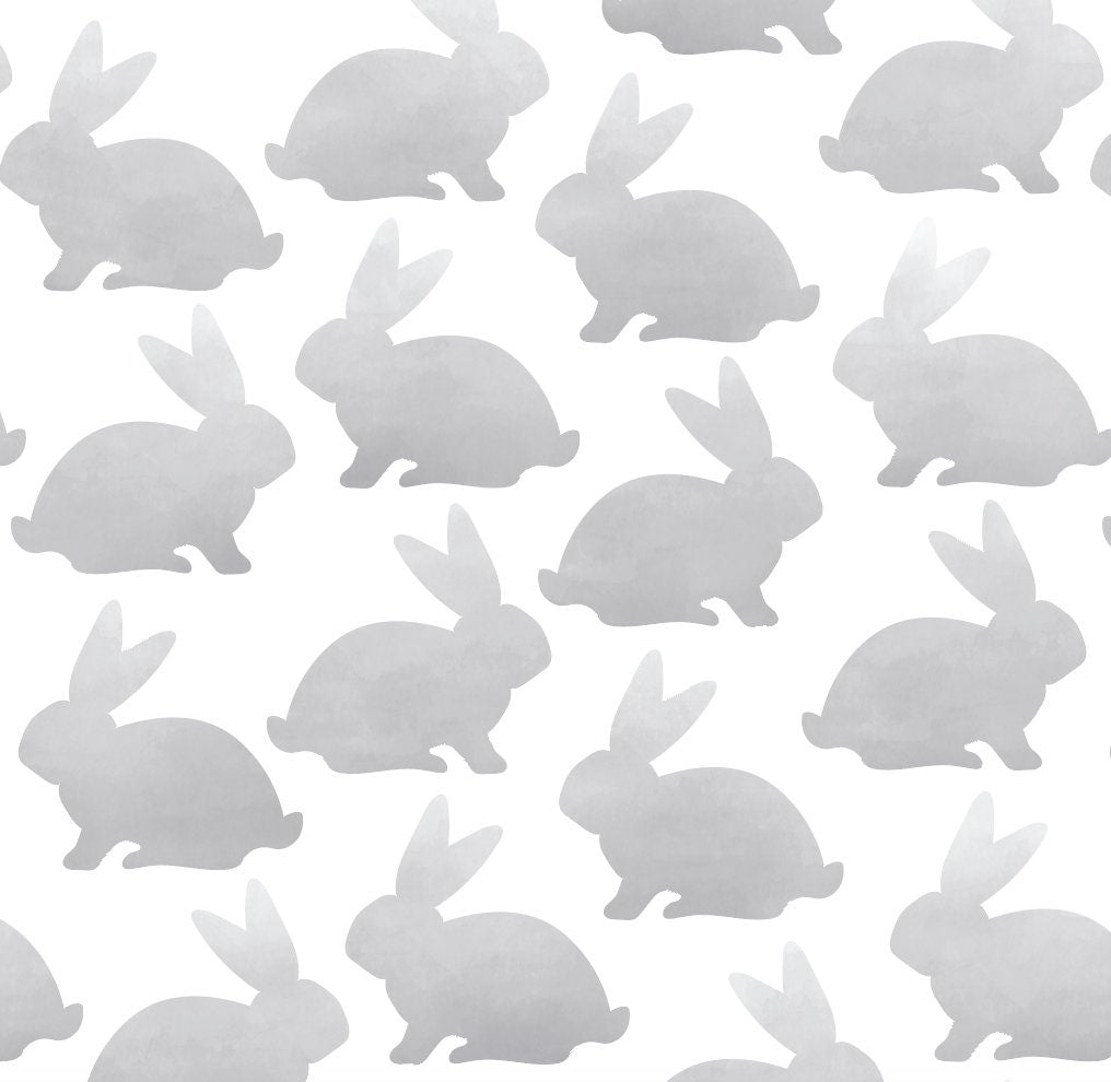 Kids Wallpaper Gray Woodland Rabbit/ Gray Watercolor Bunny Wallpaper/ Removable/ Peel and Stick/ Unpasted/ Pre-Pasted Wallpaper WW2257