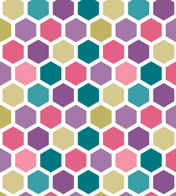 Wallpaper Hexagon Peel and Stick / Pink Dancing Hexagon Wallpaper/ Removable Wallpaper/ Unpasted Wallpaper WW2256