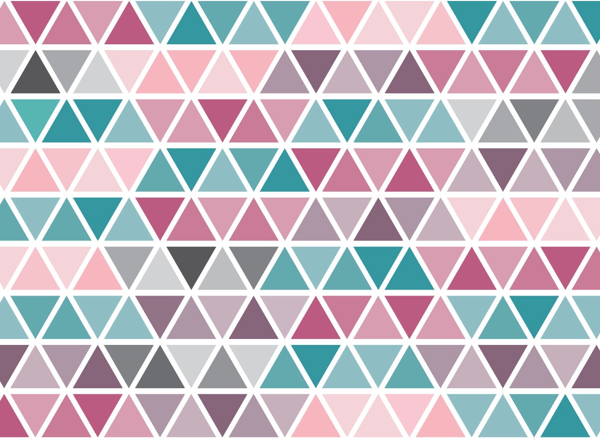 Peel and Stick Wallpaper Kids/ Pink and Teal Color Block Triangles Wallpaper Mural/ Removable/ Unpasted/ Pre-Pasted Wallpaper WW2303