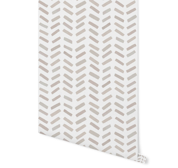 Peel and Stick Wallpaper Beige/ Beige Chevron Brush Strokes Wallpaper/ Removable Wallpaper/ Unpasted Wallpaper/ Wallpaper WW2307