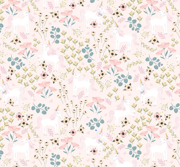 Pink Unicorn Floral Wallpaper/ Pastel Rainbow Wallpaper/ Boho Removable Wallpaper/ Peel and Stick/ Unpasted/ Pre-Pasted Wallpaper WW2322