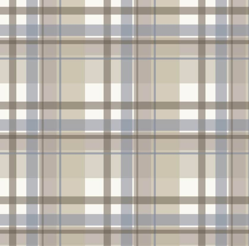 Wallpaper Plaid Brown and Blue/ Cowboy Denim Blue Plaid Wallpaper/ Removable/ Peel and Stick/ Unpasted/ Pre-Pasted Wallpaper WW2328