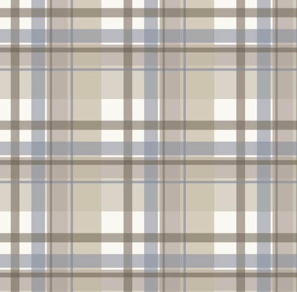 Wallpaper Plaid Brown and Blue/ Cowboy Denim Blue Plaid Wallpaper/ Removable/ Peel and Stick/ Unpasted/ Pre-Pasted Wallpaper WW2328