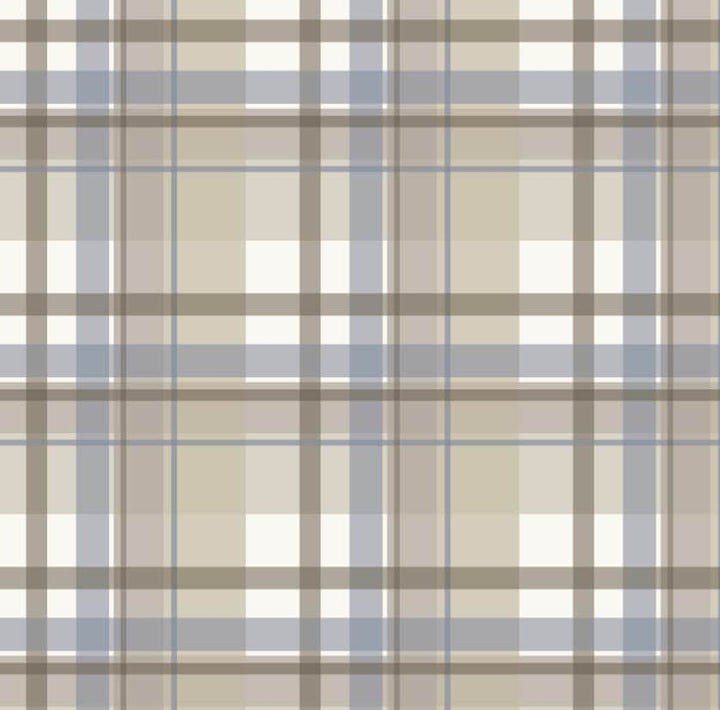 Wallpaper Plaid Brown and Blue/ Cowboy Denim Blue Plaid Wallpaper/ Removable/ Peel and Stick/ Unpasted/ Pre-Pasted Wallpaper WW2328