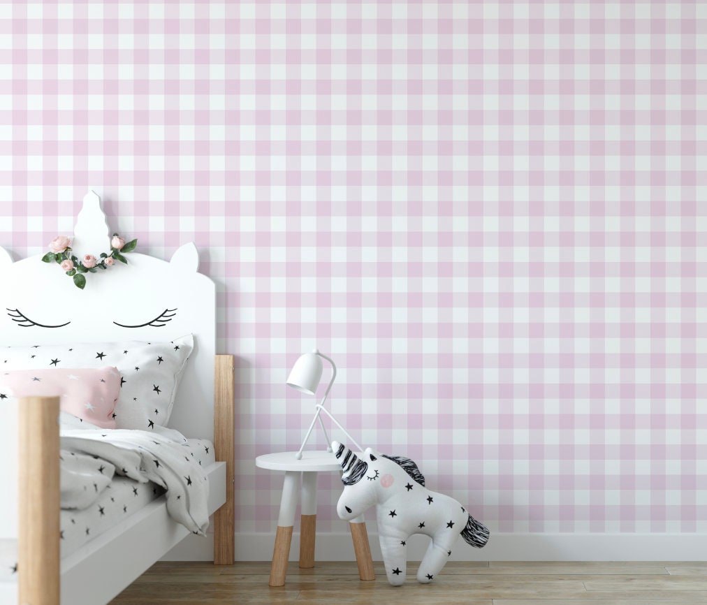 Bubblegum Pink Check Wallpaper WW2335