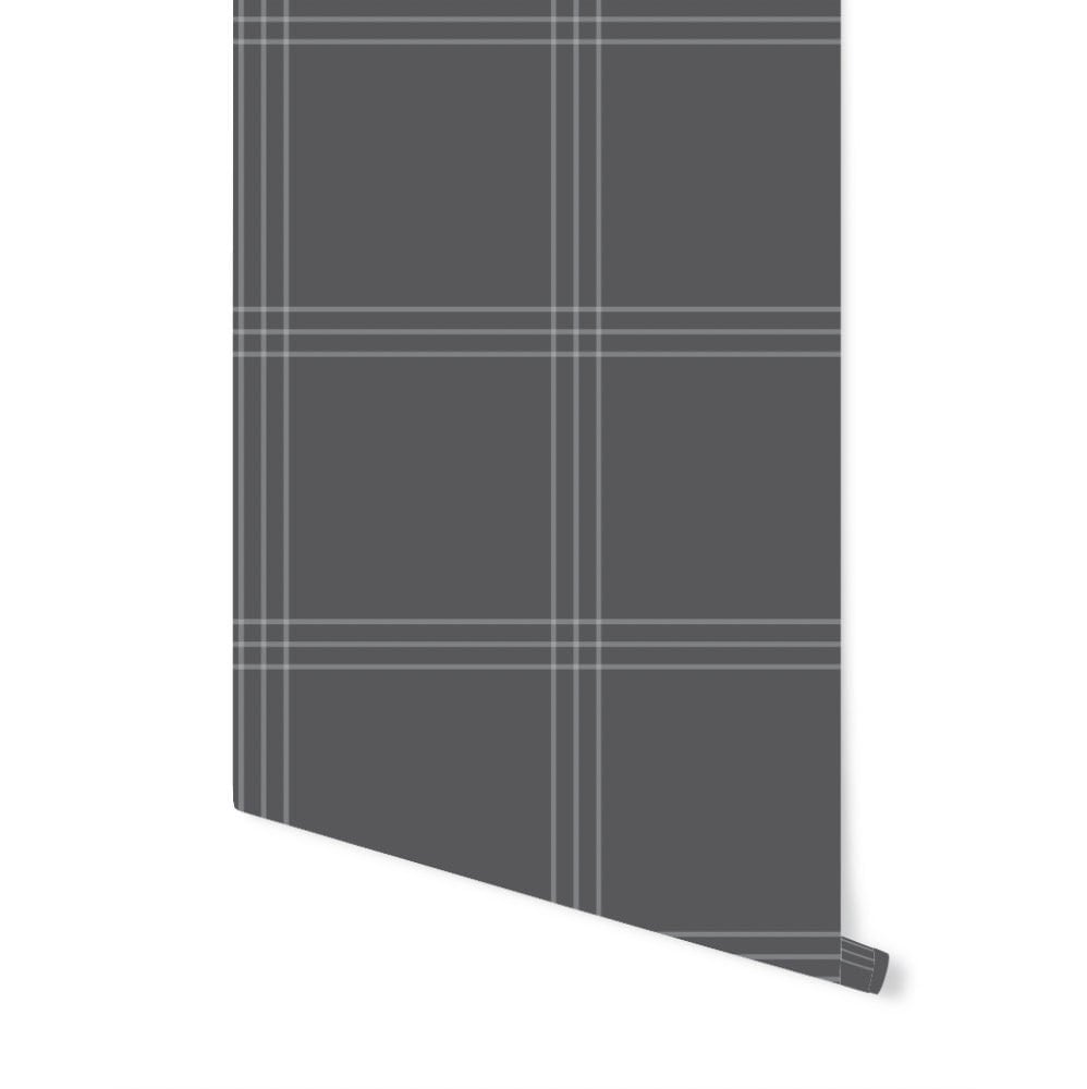 Charcoal Windowpane Plaid Wallpaper/ Removable/ Peel and Stick/ Unpasted/ Pre-Pasted Wallpaper WW2337