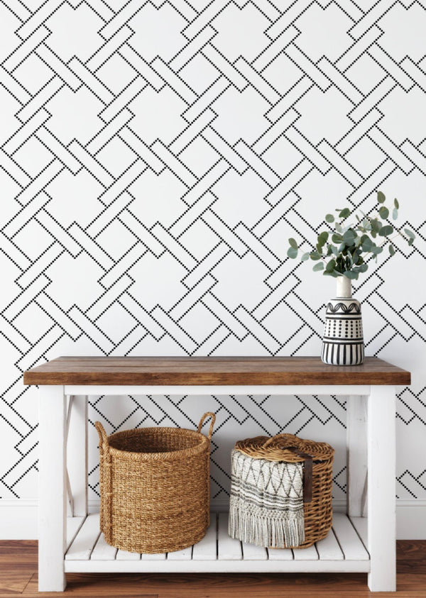 Modern Diamond Lattice Weave Wallpaper/ Removable Wallpaper/ Unpasted Wallpaper/ Pre-Pasted Wallpaper WW2339