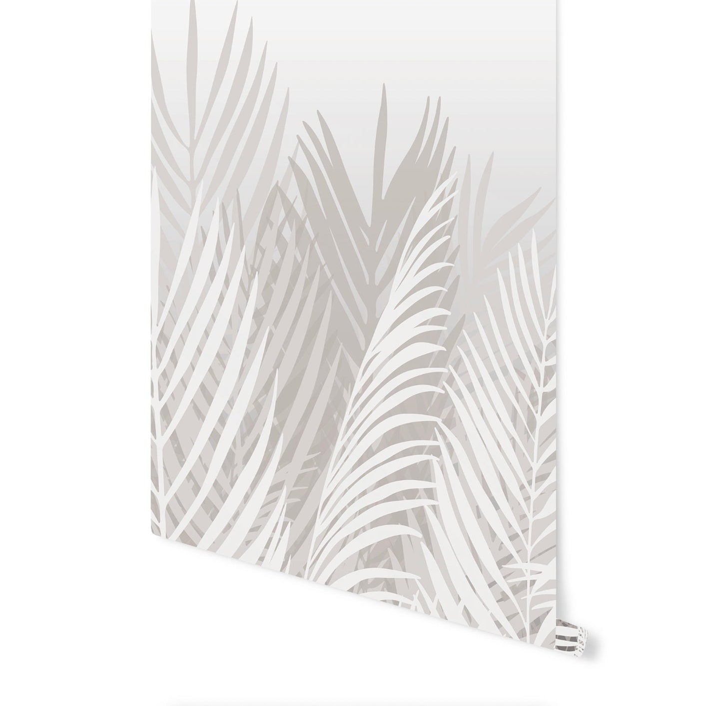 Warm Gray Tropical Costal Beach Palm Wallpaper Mural Peel and Stick/ Unpasted/ Pre-Pasted Wallpaper WW2049