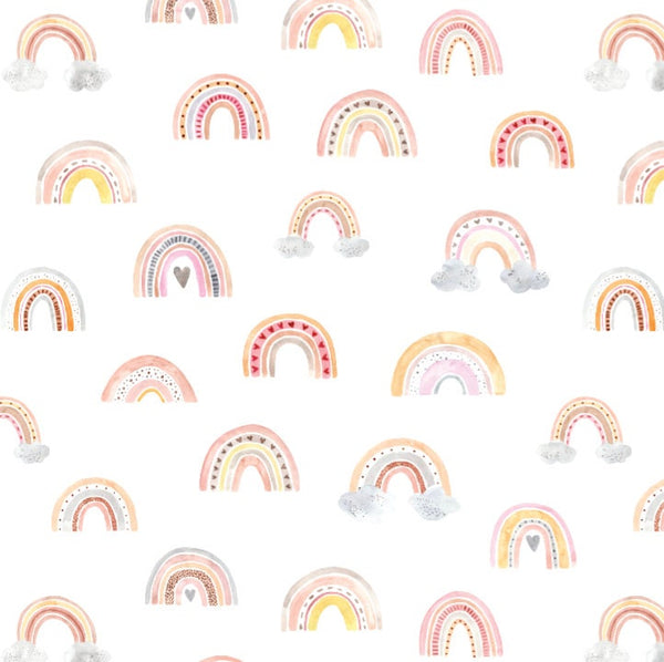 Wallpaper Rainbow/ Whimsical Boho Watercolor Rainbow Wallpaper/ Removable Wallpaper/ Peel and Stick/ Unpasted/ Pre-Pasted Wallpaper WW2069