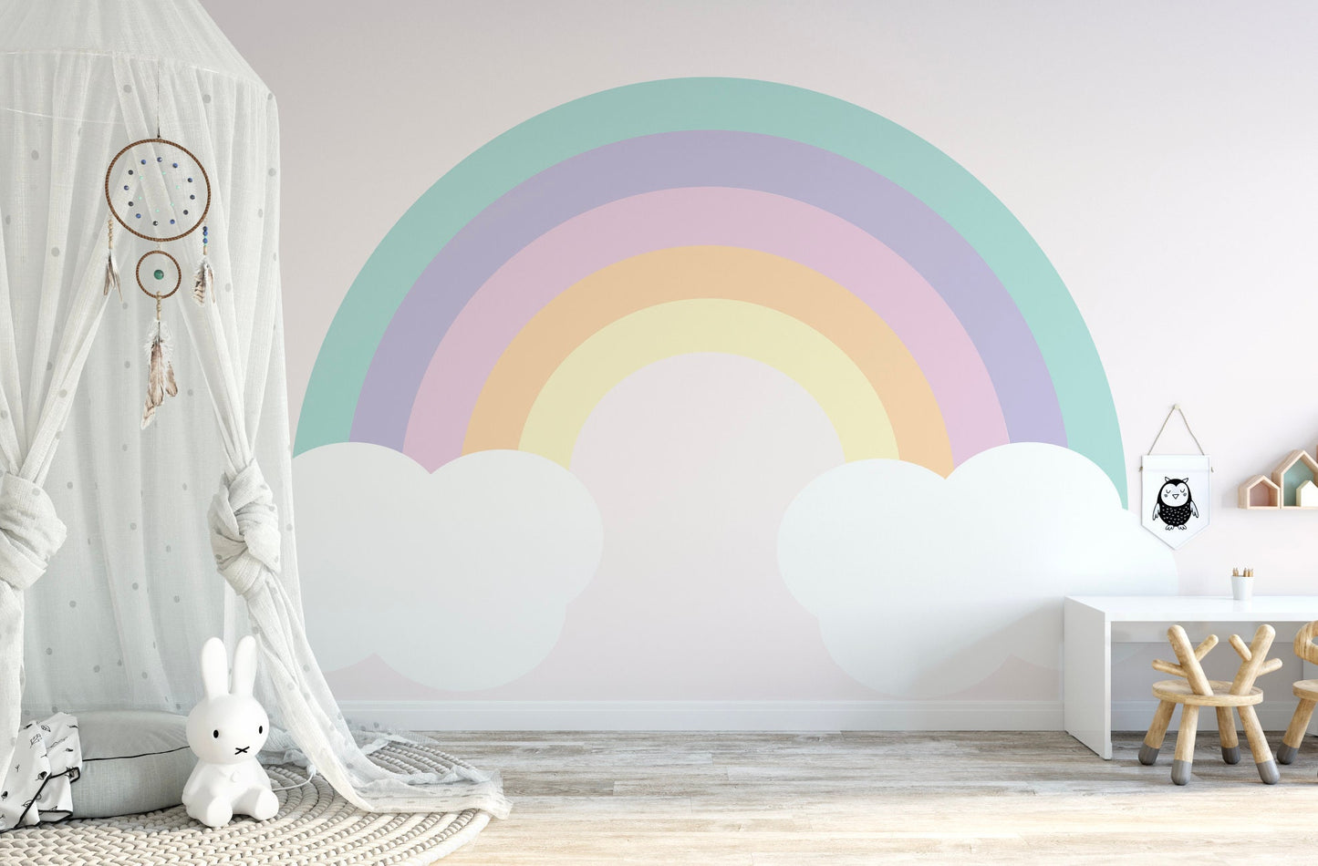 Blushing Peach Rainbow Wall Mural Wallpaper/ Removable Wallpaper/ Peel and Stick Wallpaper/ Unpasted Wallpaper/ Pre-Pasted Wallpaper WW20101