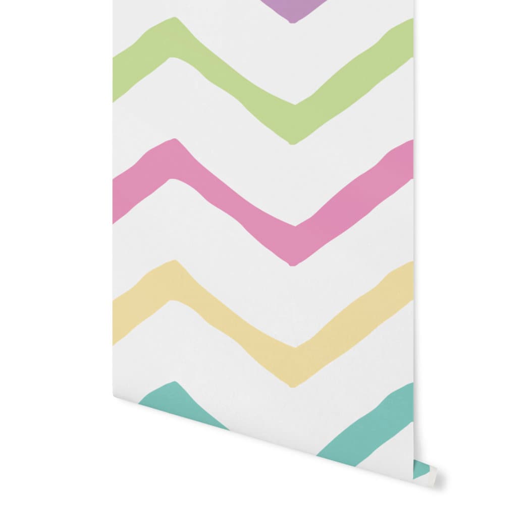 Peel and Stick Wallpaper Rainbow/ Candy Colored Chevrons Wallpaper/ Removable Wallpaper/ Unpasted Wallpaper/ Pre-Pasted Wallpaper WW1737