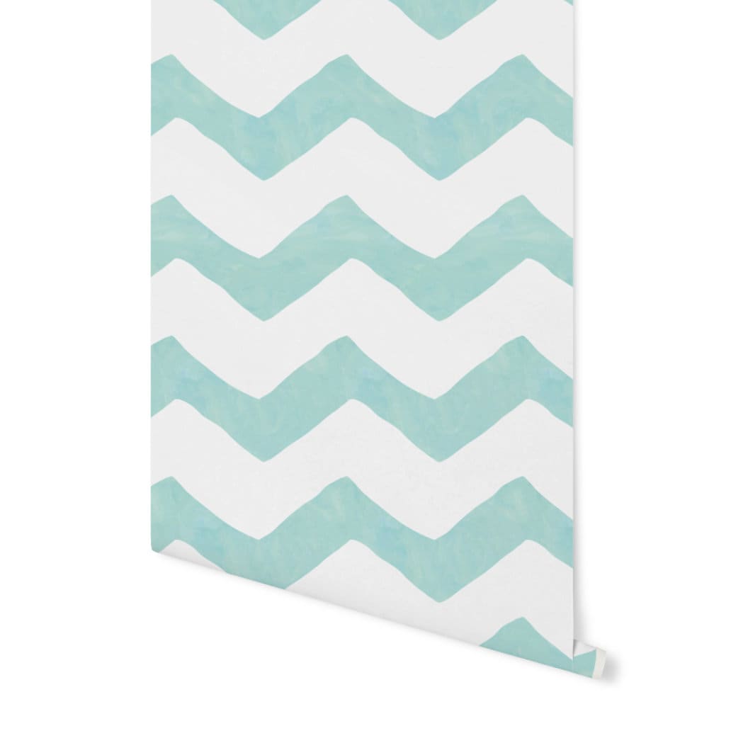 Peel and Stick Wallpaper Teal/ Tame Teal Chevron Wallpaper/ Removable Wallpaper/ Unpasted Wallpaper/ Pre-Pasted Wallpaper WW20103