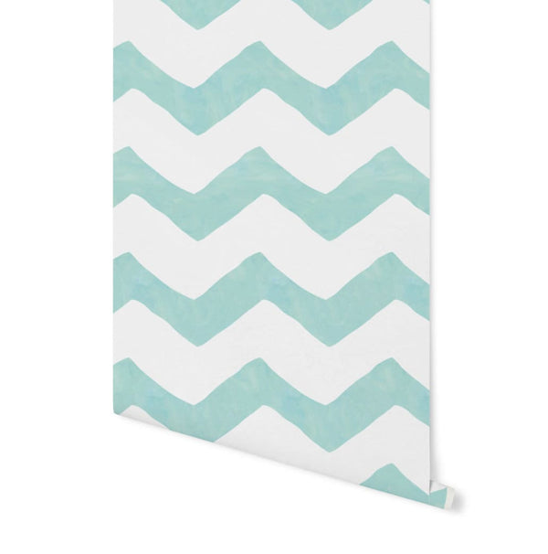 Peel and Stick Wallpaper Teal/ Tame Teal Chevron Wallpaper/ Removable Wallpaper/ Unpasted Wallpaper/ Pre-Pasted Wallpaper WW20103