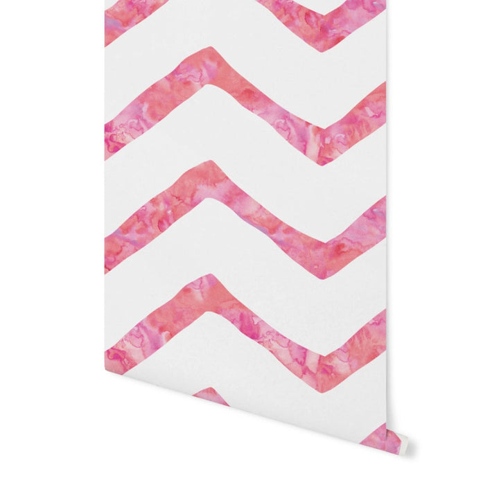 Peel and Stick Wallpaper Pink/ Pink Chevron Wallpaper/ Removable Wallpaper/ Unpasted Wallpaper/ Pre-Pasted Wallpaper WW1711