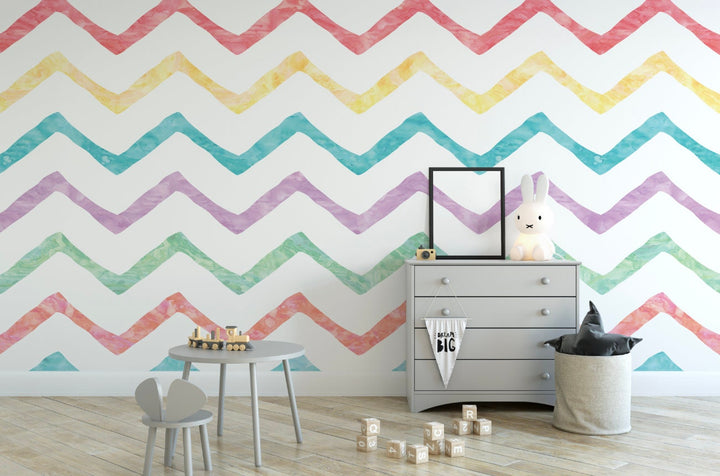 Breezy Pastel Watercolor Chevrons Wallpaper/ Removable Wallpaper/ Unpasted Wallpaper/ Pre-Pasted Wallpaper WW1952