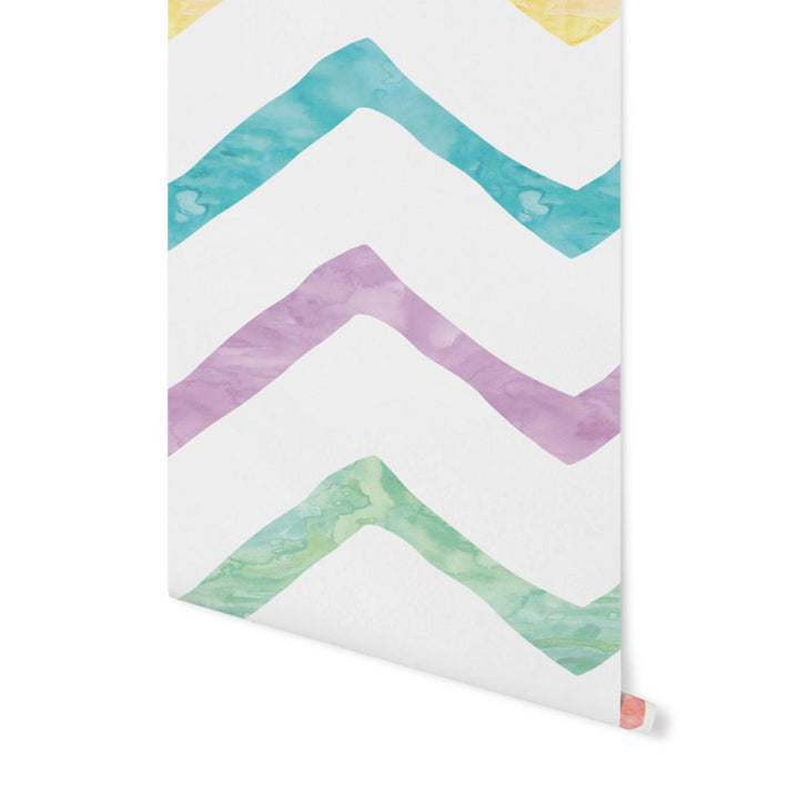 Breezy Pastel Watercolor Chevrons Wallpaper/ Removable Wallpaper/ Unpasted Wallpaper/ Pre-Pasted Wallpaper WW1952