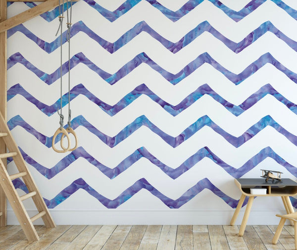 Peel and Stick Wallpaper Purple/ Purple & Blue Chevron Wallpaper/ Removable Wallpaper/ Unpasted Wallpaper/ Pre-Pasted Wallpaper WW1739