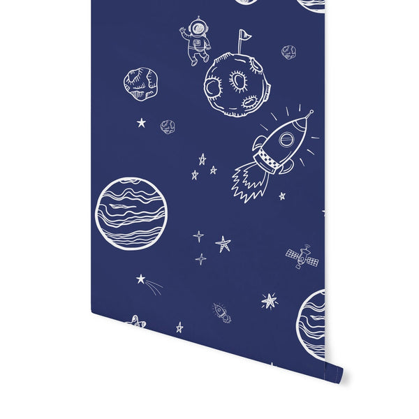 Peel and Stick Wallpaper Blue/ Navy Space Mural Wallpaper/ Removable Wallpaper/ Unpasted Wallpaper/ Pre-Pasted Wallpaper WW1935