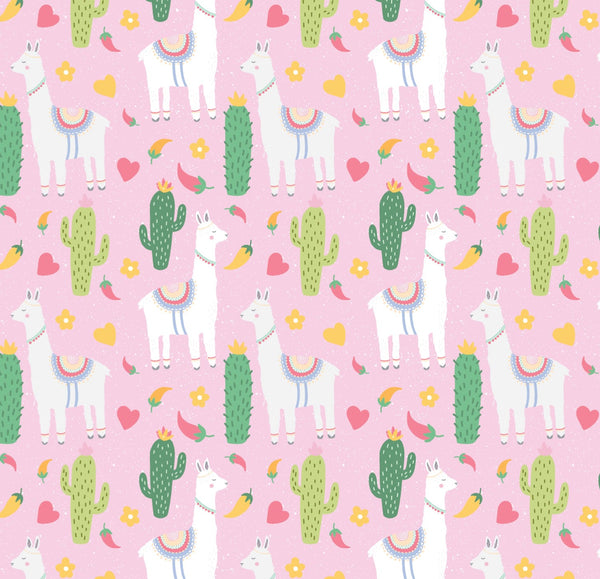 Peel and Stick Wallpaper Pink/ Llama and Cactus Pink Wallpaper/ Removable Wallpaper/ Unpasted Wallpaper/ Pre-Pasted Wallpaper WW1954