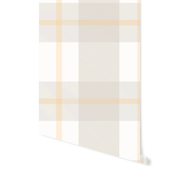 Wallpaper Plaid/ Creamsicle Beige Plaid Wallpaper/ Removable Wallpaper/ Peel and Stick/ Unpasted/ Pre-Pasted Wallpaper WW2153