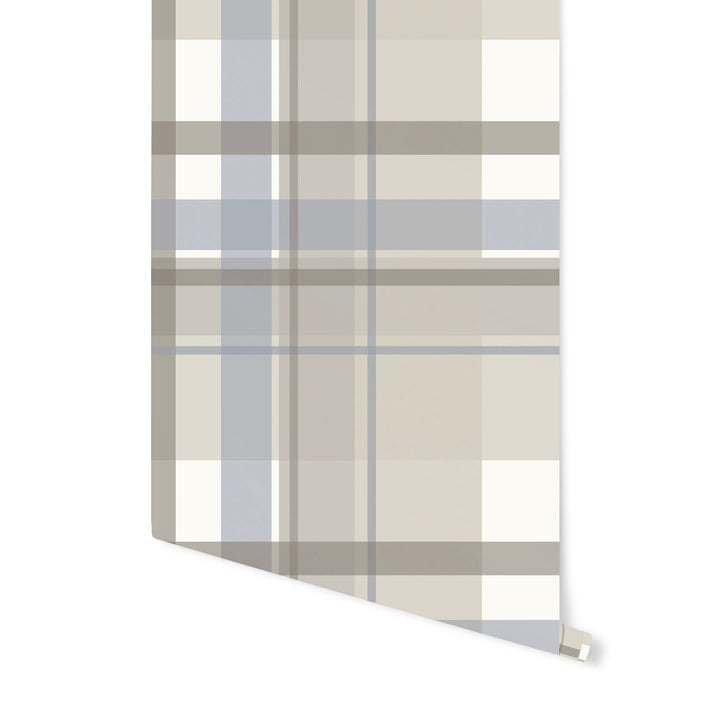 Wallpaper Plaid Brown and Blue/ Cowboy Denim Blue Plaid Wallpaper/ Removable/ Peel and Stick/ Unpasted/ Pre-Pasted Wallpaper WW2328