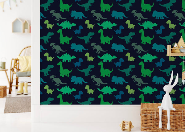 Peel and Stick Wallpaper Green/ Green Dino Wallpaper/ Removable Wallpaper/ Unpasted Wallpaper/ Pre-Pasted Wallpaper WW1851