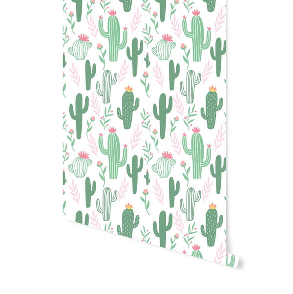 Peel and Stick Wallpaper Nursery/ Cute Cactus Wallpaper/ Removable Wallpaper/ Unpasted Wallpaper/ Pre-Pasted Wallpaper WW1853