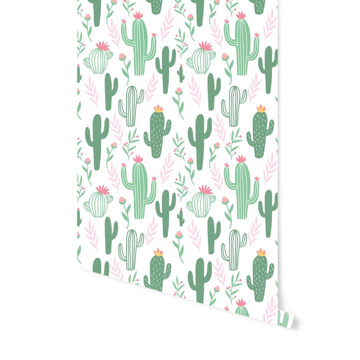 Peel and Stick Wallpaper Nursery/ Cute Cactus Wallpaper/ Removable Wallpaper/ Unpasted Wallpaper/ Pre-Pasted Wallpaper WW1853